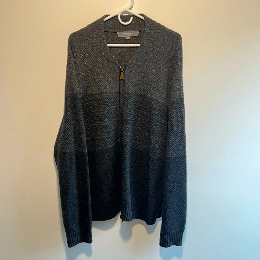 Neiman Marcus Cashmere 100% Full Zipper Cardigan Sweater Men’s XXL Gray